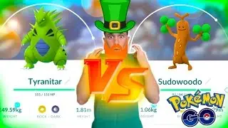 TYRANITAR VS SUDOWOODO! The St Patrick's Day Pokemon Go Challenge!