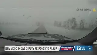 New video shows deputy's view responding to 100+ car pileup in Ottawa Co. on Monday
