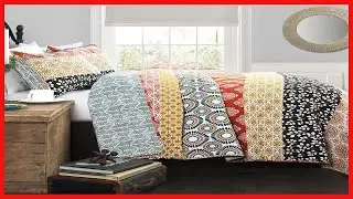 Lush D&eacute;cor Bohemian Striped Quilt Reversible 3 Piece Bedding Set, King, Turquoise