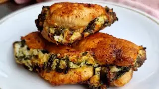 Stuffed Chicken with Spinach and Cheese - Delicious and Easy Recipe #stuffedchicken#ketorecipesideas