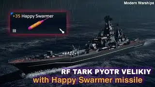 Modern Warships: RF TARK PYOTR VELIKIY with Happy Swarmer missile. online match gameplay.