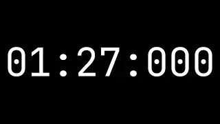 Countdown timer 1 minute, 27 seconds [01:27:000] - White on black with milliseconds
