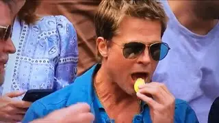 Brad Pitt eating &lsquo;Crisps&rsquo; - Alcaraz vs Djokovic