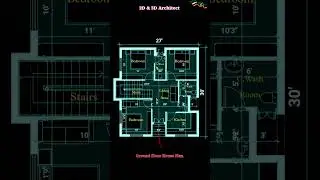 27&times;30 House Plan | 27&times;30 House Design | 3BHK House Plan | #floorplan #houseplan #housedesign #shorts