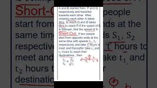 Speed and Time | Short cut  |  CAT, GRE, GMAT, Bank, SSC Exam | SR Gorantla | short |