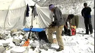 Charging solar panel at Everest Base