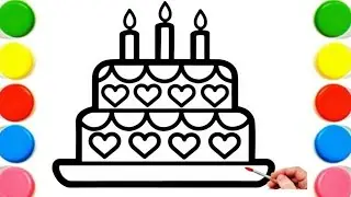 Cute Cake 🎂🎉 Drawing, Painting & Coloring For Kids and Toddlers_ Kids Art #beststudyinkids05