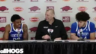 Kentucky's Otega Oweh, Mark Pope, Malachi Morenao after downing Arkansas