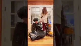 VACUUM TRASH BAG CHALLENGE 🤣 #shorts
