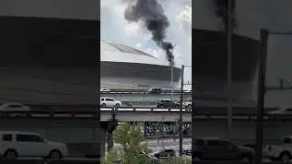 VIDEO: The fire appears to be burning on the roof top of #Superdome stadium #shorts