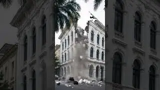 3-Story White Building Suddenly Collapses &mdash; Caught on Camera! #rollercoaster #climbing #ai