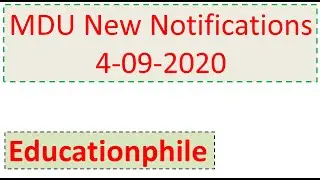 MDU New Notifications 4-09-2020 |MDU Latest News/MDU Today News| Educationphile