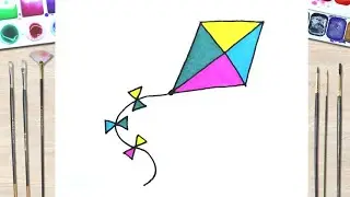 how to draw a kite for kids, draw kite easy