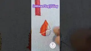 Embossed leaf filling stitch using piping thread.. #aariembroidery #aariwork #shortsfeed #leaf