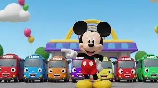 Mickey Mouse Learns Numbers 1 to 10 with Colorful Buses | Fun Kids Counting Cartoon