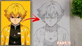 How to draw Zenitsu agatsuma in (Animal style) Draw Zenitsu agatsuma step by step outline tutorial.