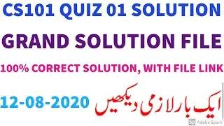 CS101 Quiz 1 Solution Spring 2020 CS101 Quiz 1 Solved MCQs by Tech SOlo Soft