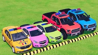 TRANSPORTING ALL COLORS POLICE CARS  VEHICLES WITH MAN BIG TRUCKS ! FS22 #17