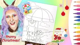 COLORING AUSSIE SANTA AT THE BEACH | Christmas Coloring page | Color with me | Markers