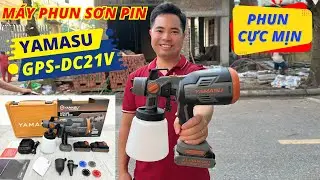 M&aacute;y phun sơn pin Yamasu GPS-DC21V kh&ocirc;ng chổi than, b&igrave;nh chứa 800ml, k&egrave;m 2 pin - Gi&aacute; 1400k