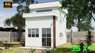 060 - Casa pequena 2 quartos 3,50 x 7 - Aconchegante - PROJETO DE BAIXO CUSTO
