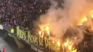 More from the &ldquo;Derby Breton&rdquo; great pyroshow by the fans from Nantes! #fcnantes  #nantes #derbybreton