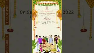 Thread ceremony invitation video in english language with traditional design 3138