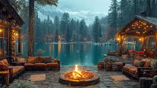 Snowfall Serenity: Cozy Jazz Lounge by the Mountains 🎷❄️