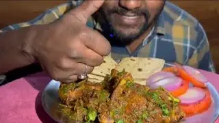 Eating chicken shinwari and tawa roti and 🥗 