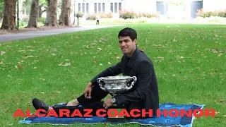 &ldquo;Carlos Alcaraz Celebrates Coach Samuel L&oacute;pez After Australian Open Win&rdquo;