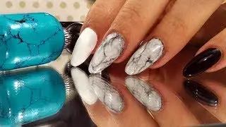 How to create nails marble effect with uv gel tutorial (english)