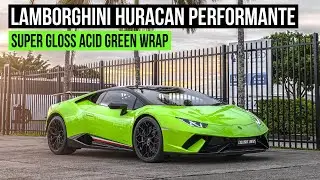 Twin Turbo Lamborghini Huracan Performante | Super Gloss Acid Green Wrap