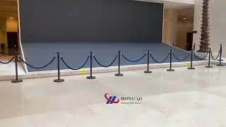 Application of Black Ball Top Q Barrier Stands with Blue Velvet Ropes