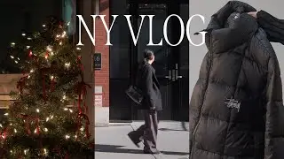 NY Vlog. Stussy puffer, Kith, Moia picks. decorating Christmas Tree. Friendsgiving & Malatang