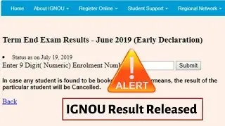 Check IGNOU June 2019 Result