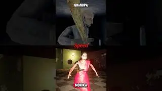 Grandpa vs Monika who is powerful ? 🔥 #grandpa #granny #monika #horrorgaming #shorts #ytviral #games