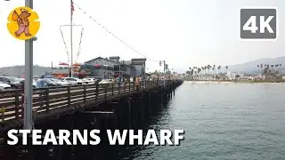 4K Stearns Wharf Walking Tour | Santa Barbara | 🔊 Binaural Sound
