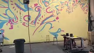 Shakespeare street art backdrop timelapse scenic art process video large scale paint projects