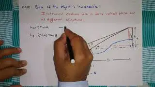 12.4 Trigonometrical Levelling:  Object base INACCESSIBLE and SAME vertical plane - DIFFERENT HI