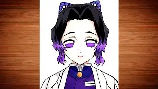 How to draw Shinobu koucho from demon slayer | Shinobu drawing with colour | Easy anime drawing |