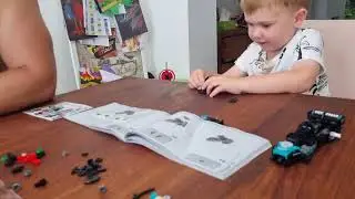 F1 lego build part 2 with shirtless dad. Team Mercedes.