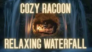 Relaxing Waterfall Sounds 🌊 Cozy Raccoon Sleep Cave | 2 Hours of Calm Nature Noise
