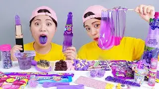 Purple Dessert Chocolate Candy Mukbang DONA
