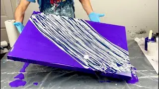 HUGE CANVAS~Ribbon Pour~Negative Space~Acrylic Fluid Art~321