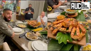 Drake & Fat Joe Eat Alaskan King Crab At DJ Khaled House