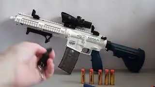 Детский автомат M416 с оптическим прицелом с мягкими пулями, вылетают гильзы. Снайперская винтовка.