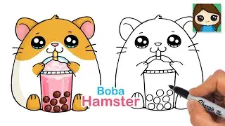 How to Draw a Hamster Drinking Boba Slush Drink 🧋🐹