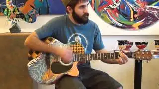 Vin Fischer Playing at Juleez - Hand Painted Original Acoustic Guitar by Julie Borden