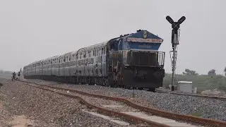 Ranakpur Express With Mighty Electro Motive Diesel Locomotive Heavily Honks At Biroliya, Rajasthan