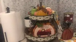 Tiered tray fall decorations